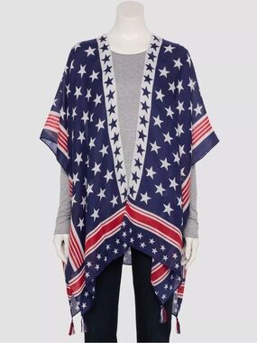 Americana Stars & Stripes Mix Ruana Poncho